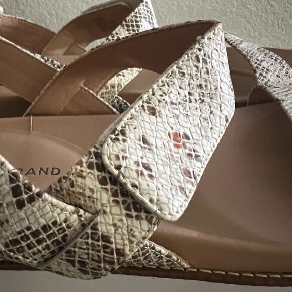 Lucky Brand Platform Wedge Sandals Animal Snake Tan White 10 - Picture 5 of 8